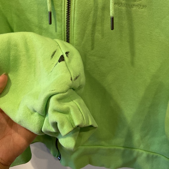 Under Armour Lime Green Crop Zip-Up Hoodie L - Picture 3 of 6